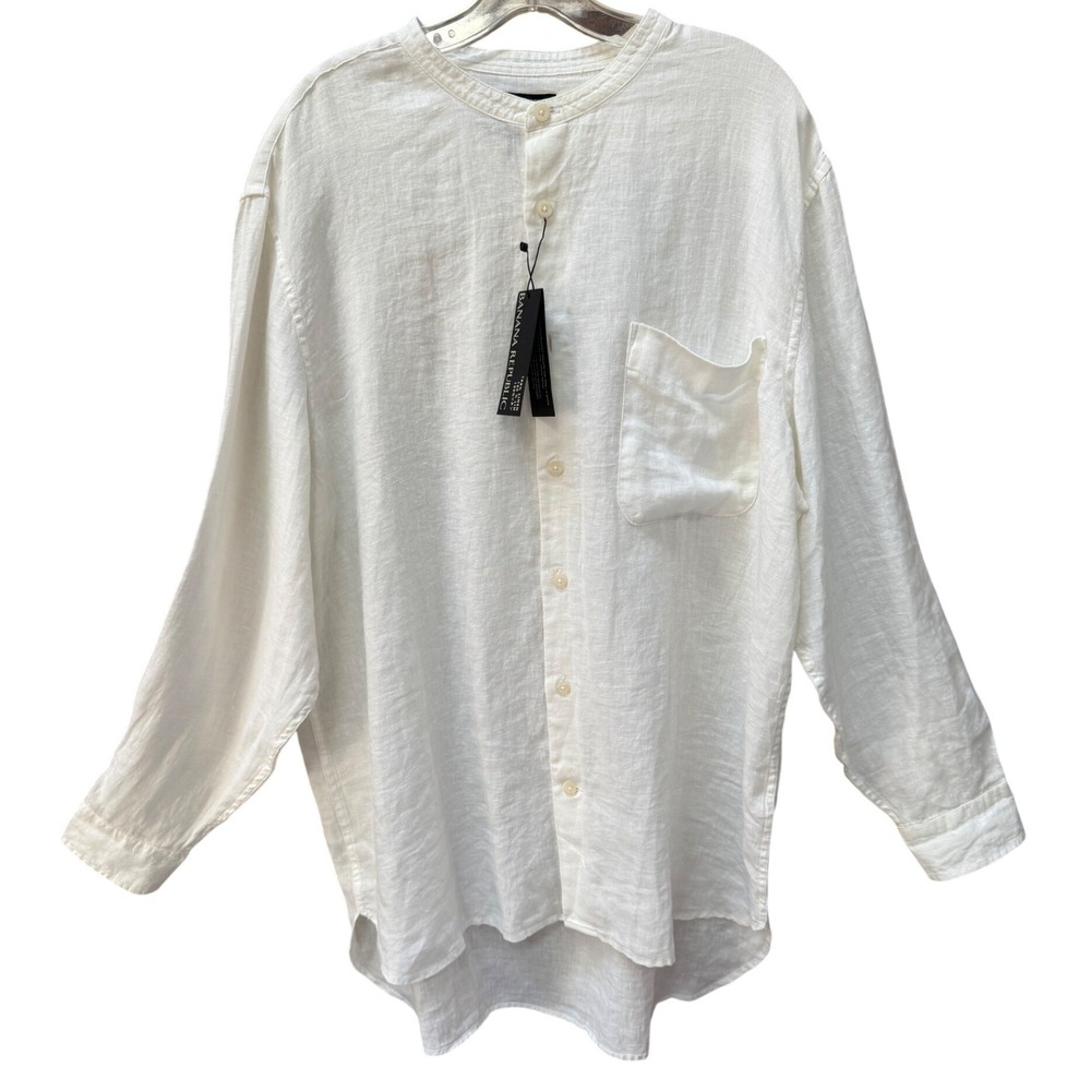 NWT Banana Republic Linen Large Relaxed Fit Oversized Tunic Cream NEW Sold‎ Out!
